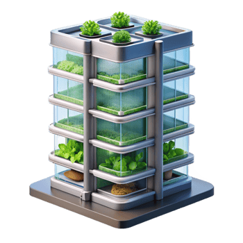wonderful rustic Vertical farm skyscraper, hydroponic systems, integrated living spaces, sustainable urban farming, digital art, exclusive png
