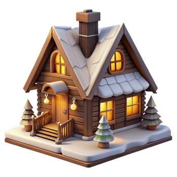 extraordinary creative Mountain lodge, rustic wooden construction, snow-covered roof, warm firelight, cozy and inviting style detailed png
