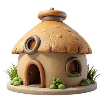 extraordinary abstract Cob house, organic form, natural materials, sustainable building, vernacular architecture, digital painting, detailed png