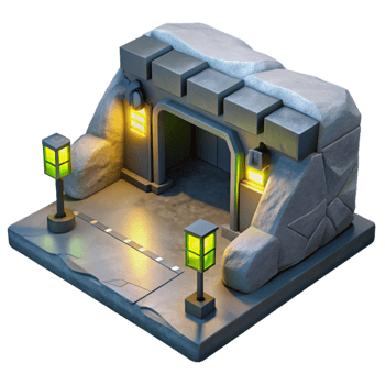 impressive minimalist Underground bunker, concrete walls, flickering fluorescent lights, claustrophobic and tense style high resolution png