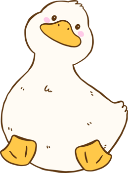 Cute Cartoon White Duck Front Sitting Hand Drawn Doodle png