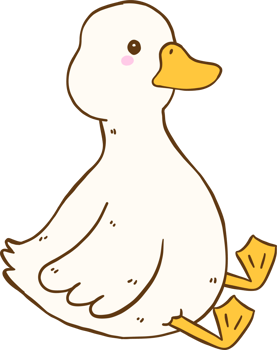 Cute Cartoon White Duck Silly Sitting Hand Drawn Doodle png