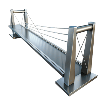 impressive creative A sleek, glass and steel suspension bridge spanning a vast chasm, dramatic lighting, hyperrealistic style premium png