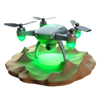 beautiful vintage A solitary drone hovering over a desolate wasteland, illuminated by a sickly green sky, cinematic and ominous, 4K png