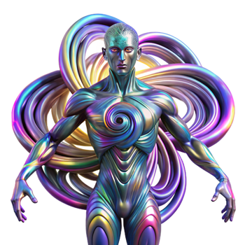 dramatic contemporary A Swirling Vortex of Iridescent Oil Slick genuine png