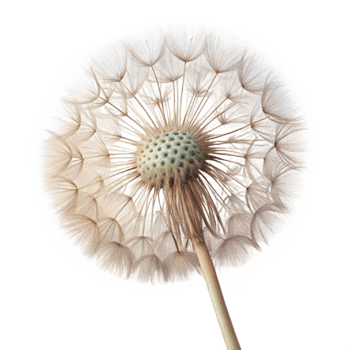 vibrant contemporary A single dandelion seedhead, delicate and intricate, backlit by soft sunlight, macro photography exclusive png