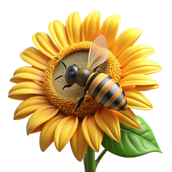 elegant abstract A close-up of a bee collecting pollen from a vibrant sunflower, macro photography, natural lighting high quality png