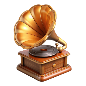 extraordinary contemporary A photorealistic rendering of a vintage gramophone, highly detailed wood grain, soft spotlighting, vintage photography style exclusive png