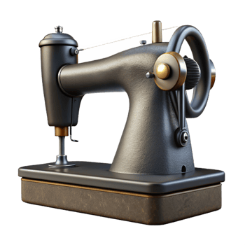 extraordinary vintage A charcoal drawing of a vintage sewing machine, strong contrasts, dramatic chiaroscuro lighting, realism style high resolution png