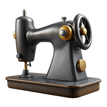 magnificent creative A charcoal drawing of a vintage sewing machine, strong contrasts, dramatic chiaroscuro lighting, realism style authentic png