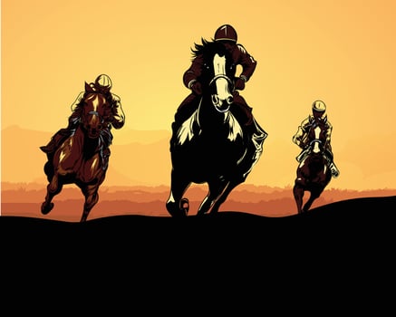 Horse Racing Silhouettes vector