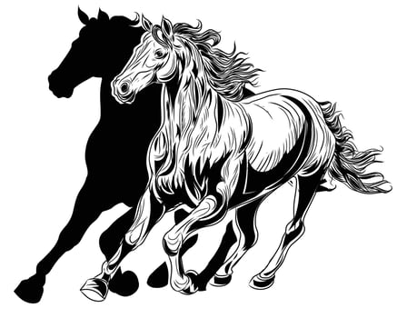 Stallion Sillouettes isolated vector
