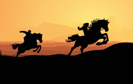 Horse Climbing silhouette set vector