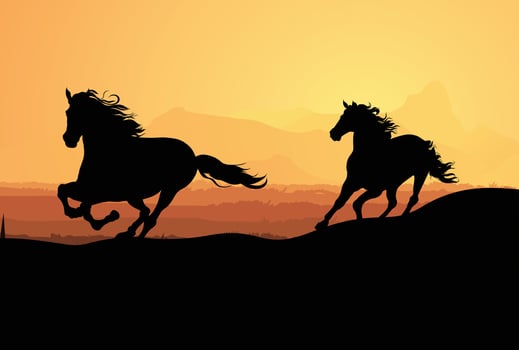 Horses Running silhouette set vector
