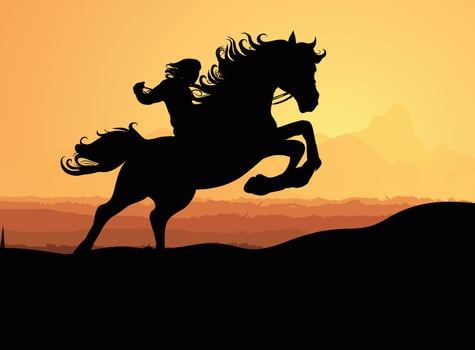 Horse Rider Sillhouette isolated vector