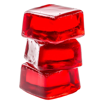 Three Vibrant Red Jelly Cubes Stacked on Each Other Isolated on png