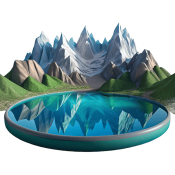 wonderful modern A crystal-clear lake reflecting the surrounding mountains, serene and peaceful, realistic style detailed png