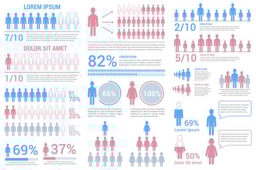 Set of infographic elements with people vector