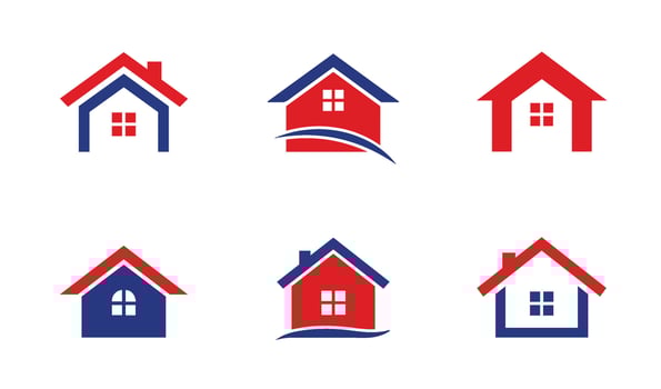 Red and blue home logo for property developers and real estate agencies vector