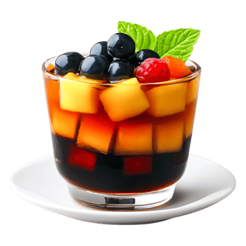 Refreshing Fruit Salad in a Glass Cup with Mint Leaf Garnish png