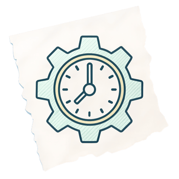 Time Management Clock Icon on Torn Paper Isolated on Transparent Background png
