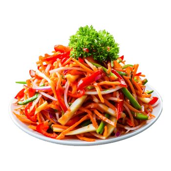 Colorful Fresh Vegetable Salad with Herbs on White Plate png
