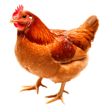 Vibrant Hen Standing Proudly on with Detailed Feathers png