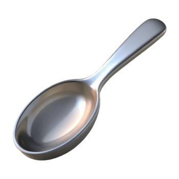 stunning artistic A polished silver spoon resting diagonally on a smooth, grey stone surface, lit by a bright, cool light from the top left high resolution png