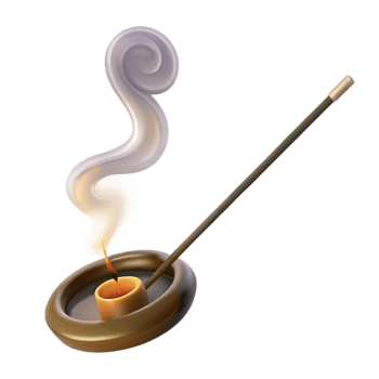 stunning classic A single, burning incense stick, with smoke swirling upwards, lit by a soft, mystical light professional png