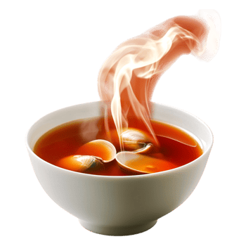 Delightful Bowl of Hot Soup with Steaming Aroma and Fresh Ingredients png