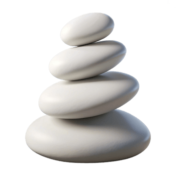 vibrant vintage Three stacked, smooth, white pebbles, gradually increasing in size, illuminated by a sharp, directional light from the right. Minimalist composition detailed png