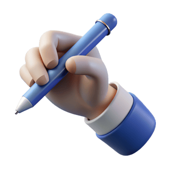 elegant modern A human hand holding a pen, poised to write, soft diffused light, minimalist writer's theme professional png