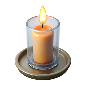 impressive abstract A single, lit candle in a simple glass holder, with the flame casting flickering shadows high resolution png