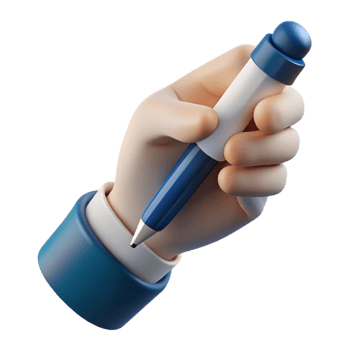 serene artistic A human hand holding a pen, poised to write, soft diffused light, minimalist writer's theme original png