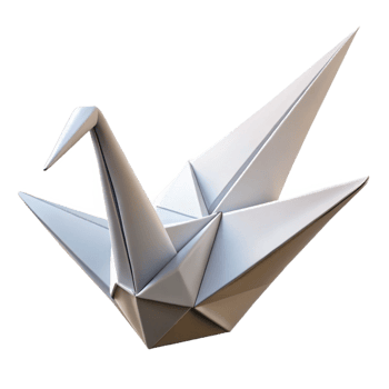 dramatic traditional A single, white origami crane, delicately folded, with soft, diffused lighting from all sides premium png