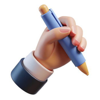 serene contemporary A human hand holding a pen, poised to write, soft diffused light, minimalist writer's theme 4K png