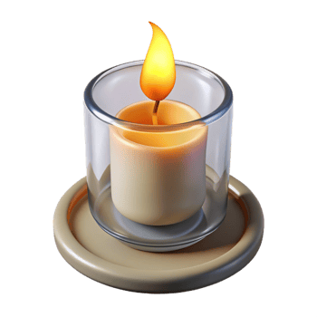 stunning traditional A single, lit candle in a simple glass holder, with the flame casting flickering shadows original png