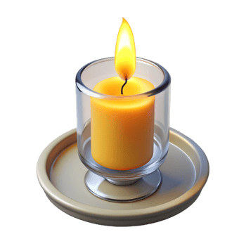 extraordinary minimalist A single, lit candle in a simple glass holder, with the flame casting flickering shadows 4K png