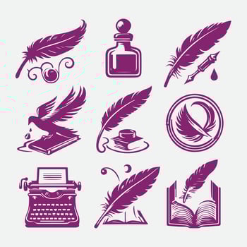 Golden Quill And Inkwell Collection Logo vector