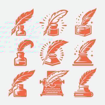 Inkwell And Words Quill And Collection Logo vector