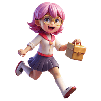 stunning minimalist A Cheerful Schoolgirl with Short Pink genuine png