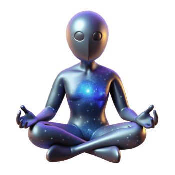impressive abstract A humanoid figure meditating within a nebula, their body radiating cosmic energy. Mystical, soft lighting premium png