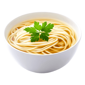 Delicious Bowl of Noodles with Fresh Herb Garnish png