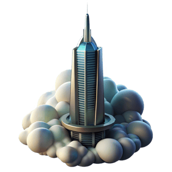 vibrant creative A futuristic skyscraper piercing the clouds, dramatic lighting, science fiction style 4K png