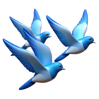 elegant creative A group of birds flying in formation against a clear blue sky, dynamic and graceful, nature photography style premium png