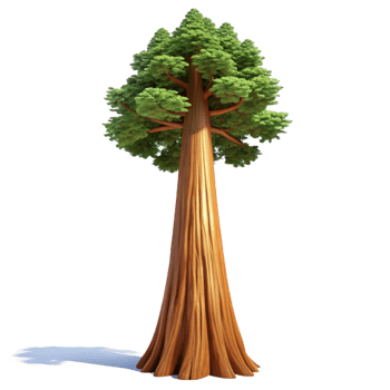 beautiful contemporary A giant sequoia tree, towering, ancient, majestic, realistic rendering premium png