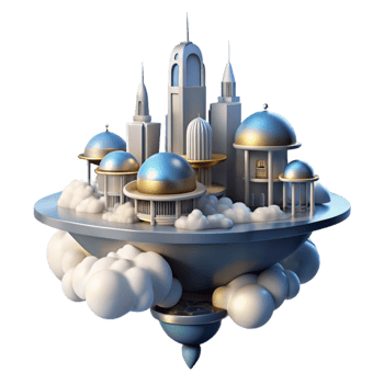 extraordinary traditional Cloud city, floating among the clouds, futuristic architecture, ethereal atmosphere, digital painting 4K png