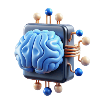 wonderful minimalist A brain-computer interface visualized by glowing neural connections between a human brain and a computer chip, in a scientific visualization style detailed png