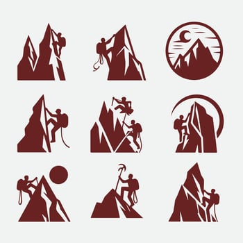 Boulder Bound Rock Climbing Collection Logo Design vector