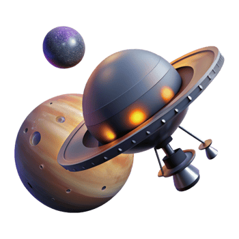 extraordinary creative A solitary space probe, silhouetted against the backdrop of a binary star system. Sci-fi, cinematic lighting genuine png